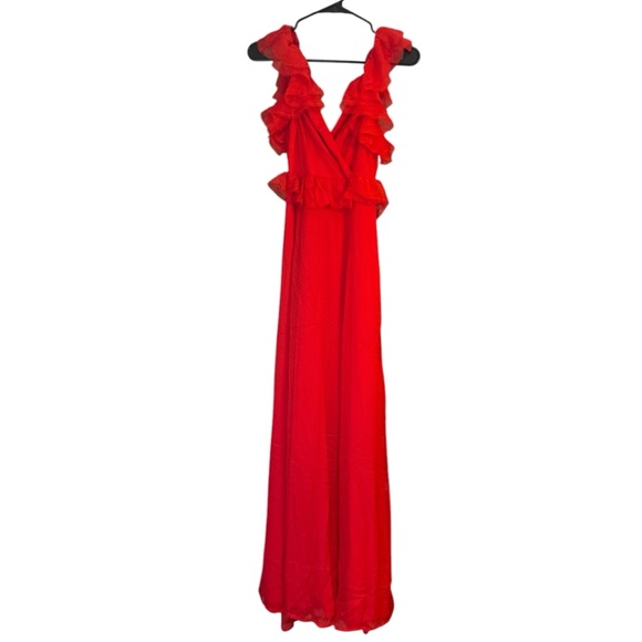 Lulus Dresses & Skirts - Lulu's Chiffon Cocktail Red Ruffle Dress Size XS